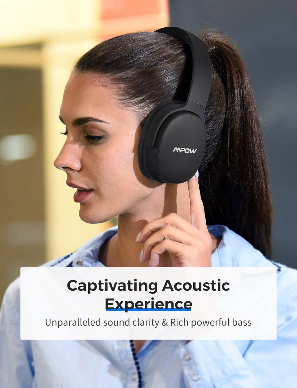Mpow H10 ANC беспроводные наушники Bluetooth гарнитура с шумоподавлением hi-fi стерео звук двойной микрофон с 30H время воспроизведения для телефона PK H5