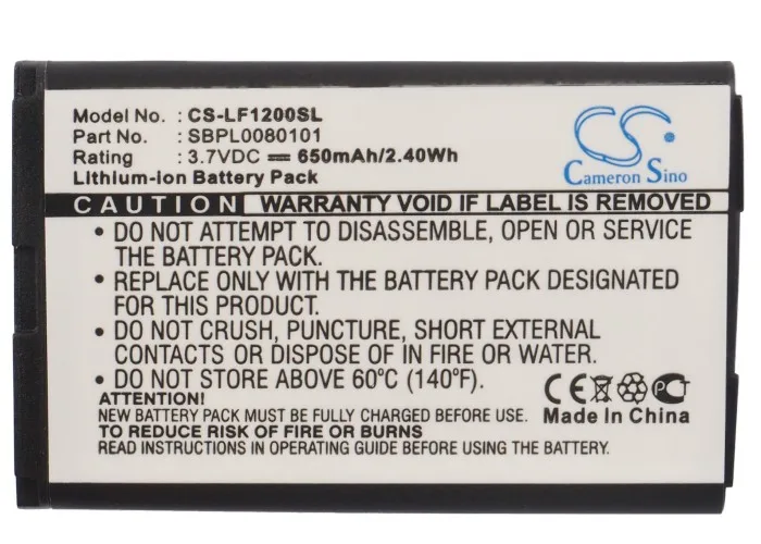 Аккумулятор Cameron Sino SBPL0080101 650 мАч для LG F1200 F9100 F9200 G210 G5600 G932 L3100|cameron sino|battery for lgbattery |
