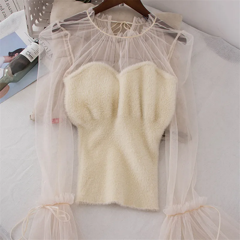 Коробов 2019 Весна сетка пэчворк для женщин Blusas перспектива элегантные рубашки в
