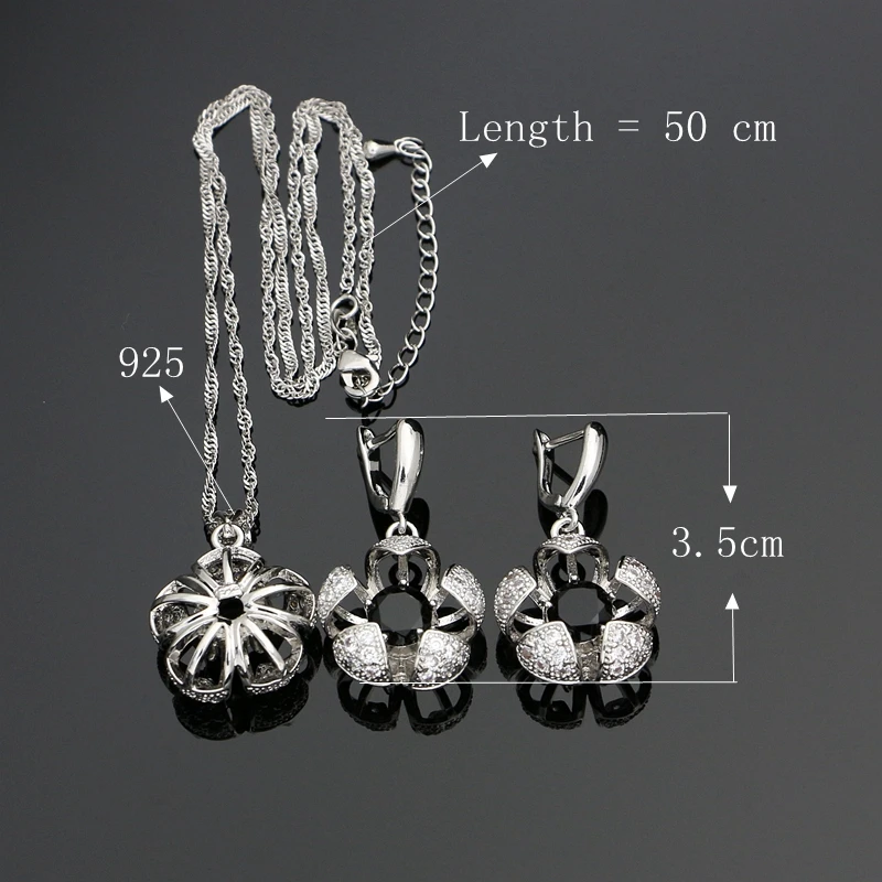 

Mystical Neo-Gothic Flower 925 Silver Jewelry Sets For Women Black Zircon Decoration Wedding Silver 925 Jewelry Necklace Set