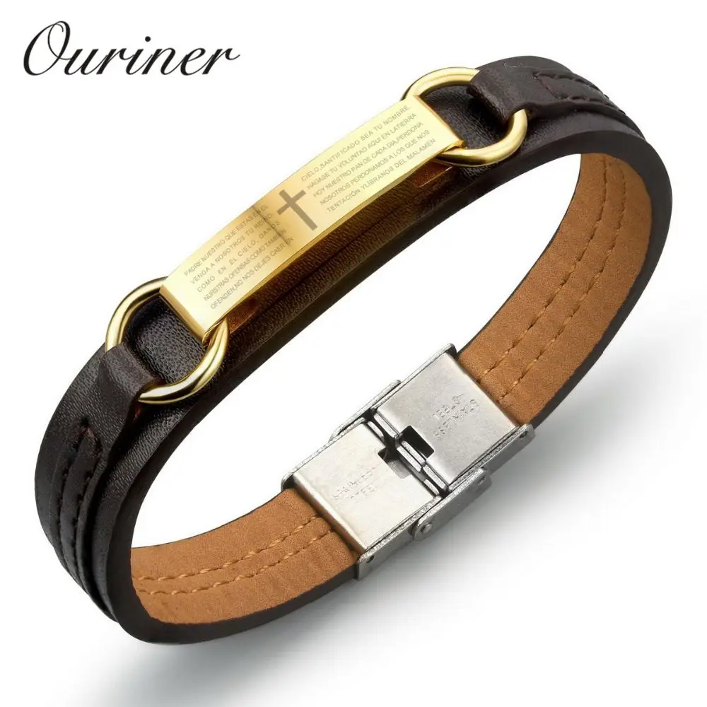 Ouriner искусственная кожа человека браслет классический золотой Цвет
