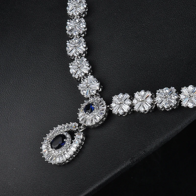 Роскошные классические ювелирные изделия для женщин ожерелье и серьги с кулоном