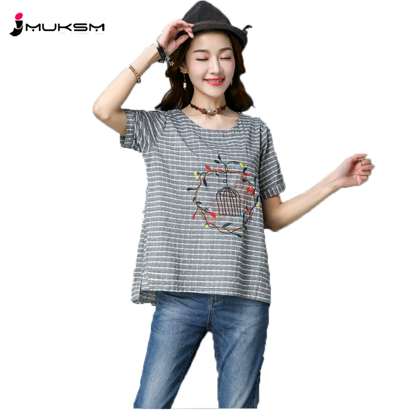 Женская свободная футболка с коротким рукавом тонкая Свободная рубашка большого