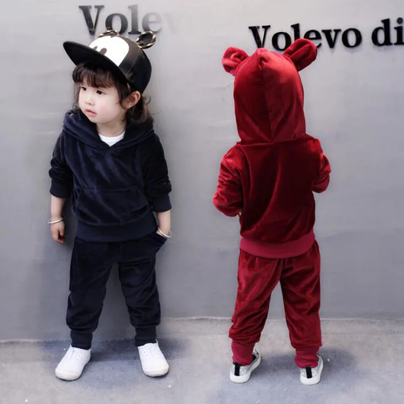 CMSOLO/детский осенний комплект бархатная одежда для девочек с длинными рукавами и