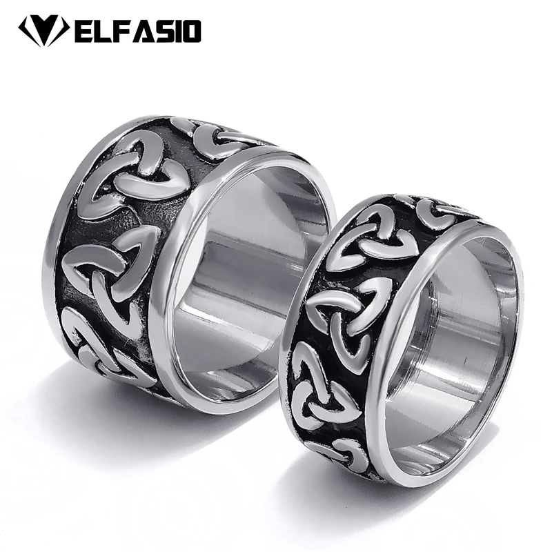 Мужское и женское кольцо из нержавеющей стали серебристо черное с кельтским