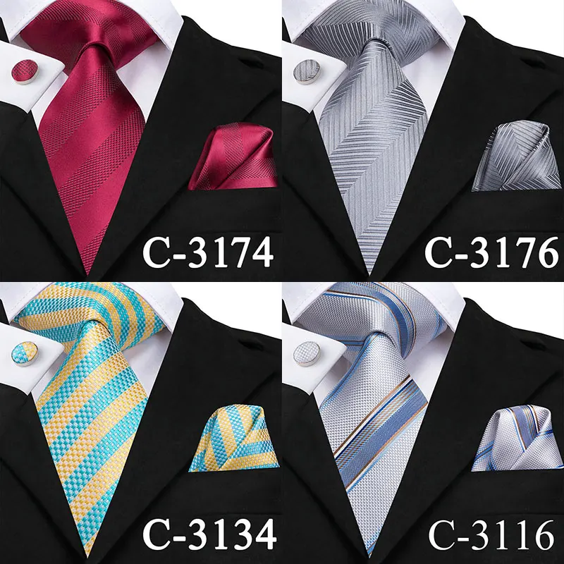 Hi Tie Business s синий мужской комплект из галстука Шелковый Полосатый галстук носовые