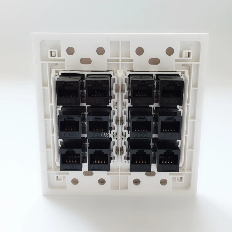 120 мм квадратная настенная пластина с 12 портами CAT6 CAT5E RJ45 Женский Разъем для