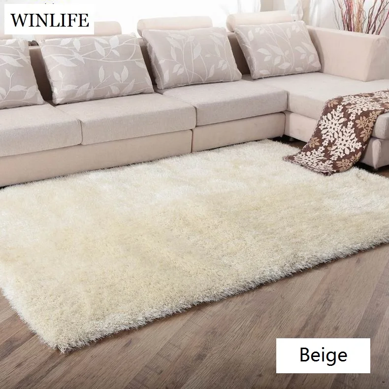 beige WINLIFE одноцветные лохматые ковры, европейский стиль, декоративные мягкие ковры, изящные Противоскользящие коврики для гостиной/спальни/отеля - Цвет: beige