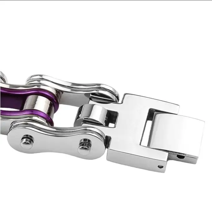 Крутые 16 мм панковские мужские фиолетовые велосипедные браслеты-цепи с мотором