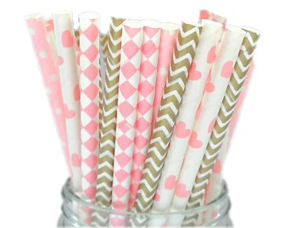 Соломинки бумажные разноцветные для дня рождения свадьбы детского душа 25 шт.