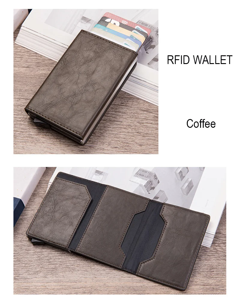 KEEBREAK, анти-Rfid, смарт-кошелек, мужской, Ретро стиль, из искусственной кожи, всплывающий, волшебный кошелек, маленький, металлический, тройной, кошелек, сумка для денег, Валле