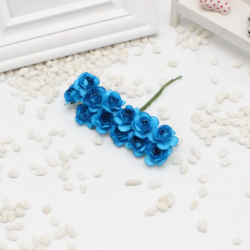 12 шт Мини Роза бумага ручной работы искусственный цветок свадебное оформление