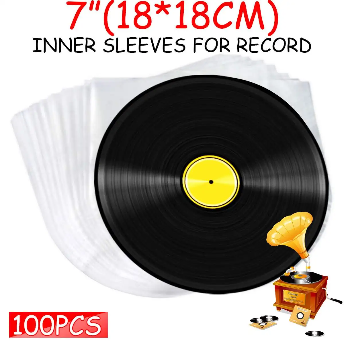 100 шт. " виниловая пластмассовая пленка для пластиковой записи LP, Антистатическая пленка для записи, внешняя внутренняя пластиковая прозрачная крышка, контейнер