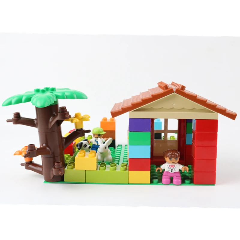 Большой размер DIY Duploe Happy House аксессуары строительные блоки фигурка животного двора кирпичи дублированные игрушки для детей