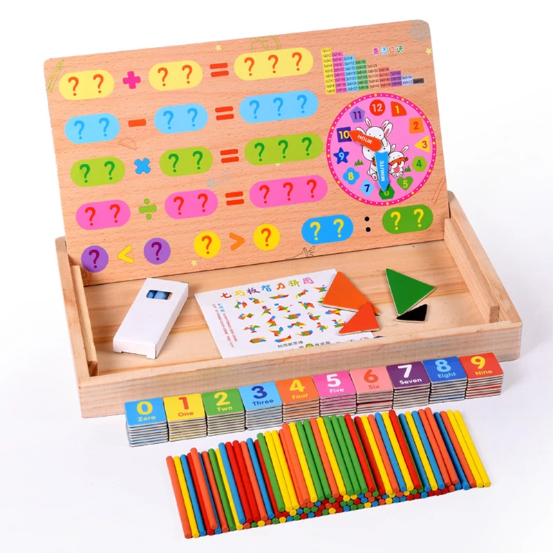 Tangram Wooden children early education with numbers computing box children's thinking Rod educational | Игрушки и хобби