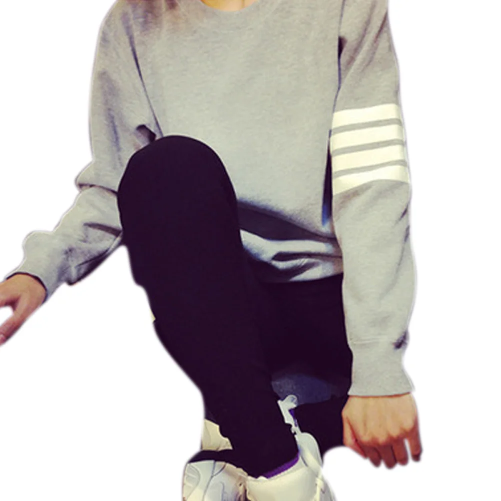 Модная осенне зимняя Толстовка для мужчин и женщин полосатая с длинным рукавом
