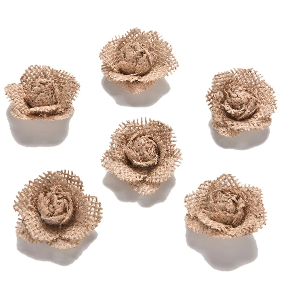 6 шт джутовая хэндмейд гессенской мешковины цветы розы одежда в стиле потертый
