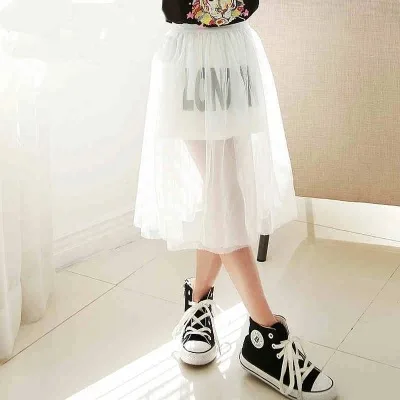 Детская летняя одежда для девочек новые газовые юбки отдыха детская белая сетка