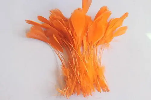 

Free shipping 500pcs 12-17cm real natrual orange colored goose feathers trim for bulk sale home jewelry craft making
