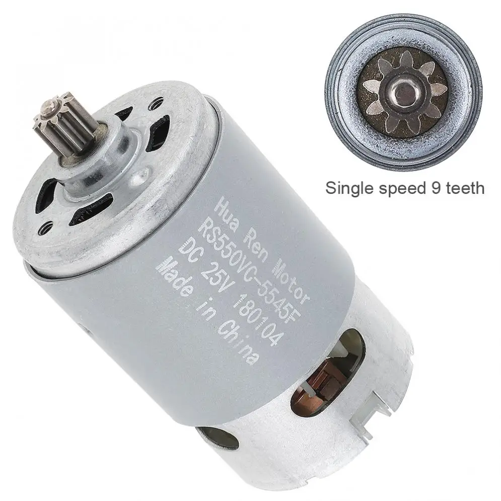 

RS550 Motor 25V 19500 RPM DC Motor with Single Speed 9/12 Teeth and High Torque Gear Box for Electric Drill / Screwdriver