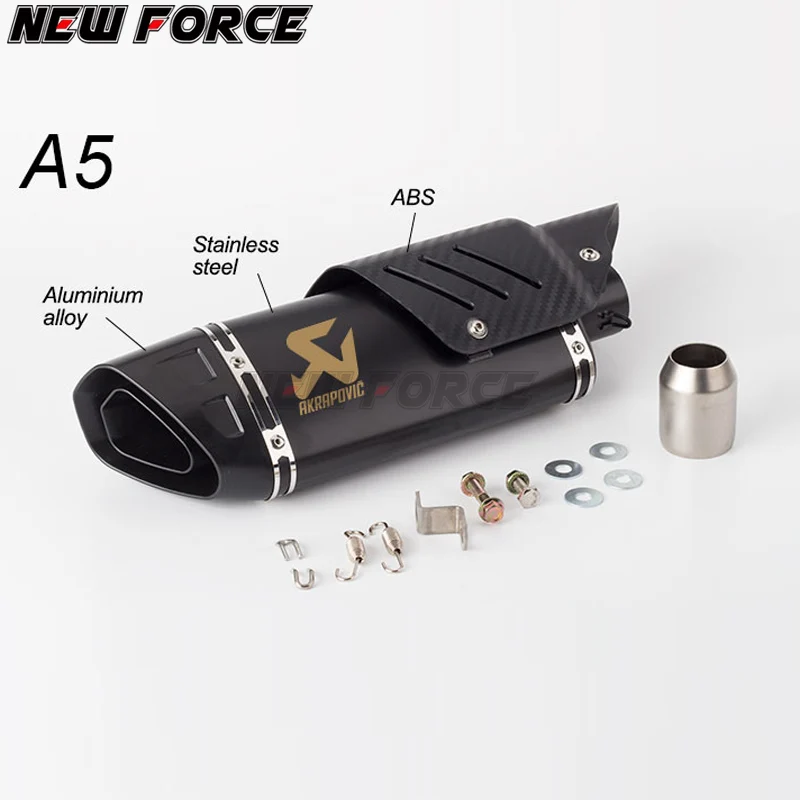 A5 Мотоцикл Akrapovic выхлопной модифицированный глушитель труба скутер питбайк грязи Мотокросс Универсальный R6 ZX6R Z900 GSXR750 DUKE690 - Цвет: A5