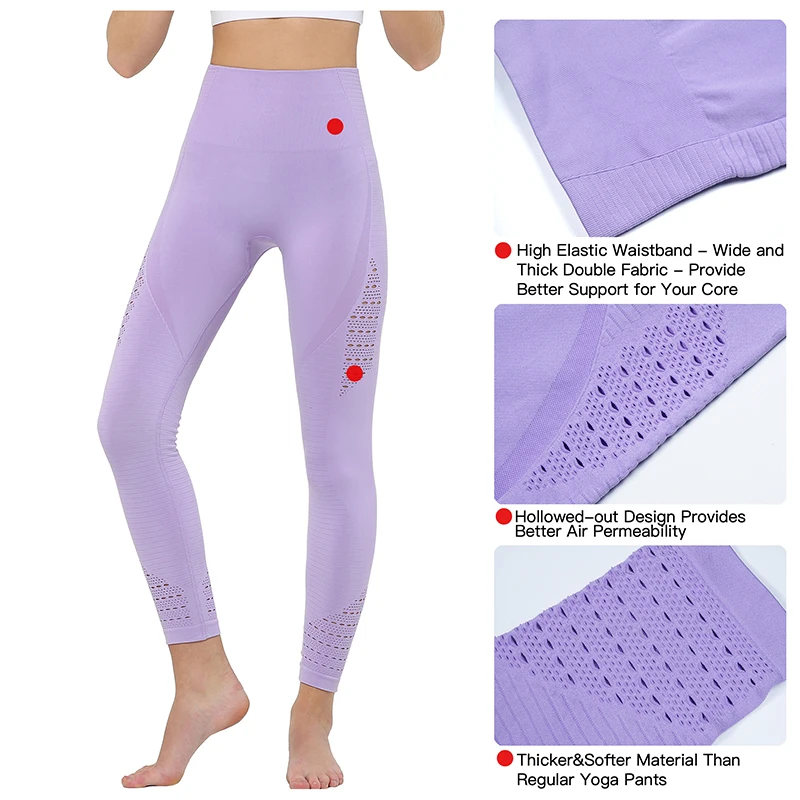 Megartico Purple Yoga Pants Women High Waist Leggings Sports Running Tights Hollow Woman Fitness Gym Seamless Stretchy | Спорт и