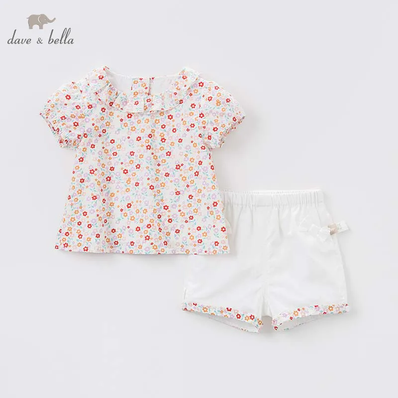 Dave bella/летние комплекты одежды для малышей милые детские костюмы с цветочным