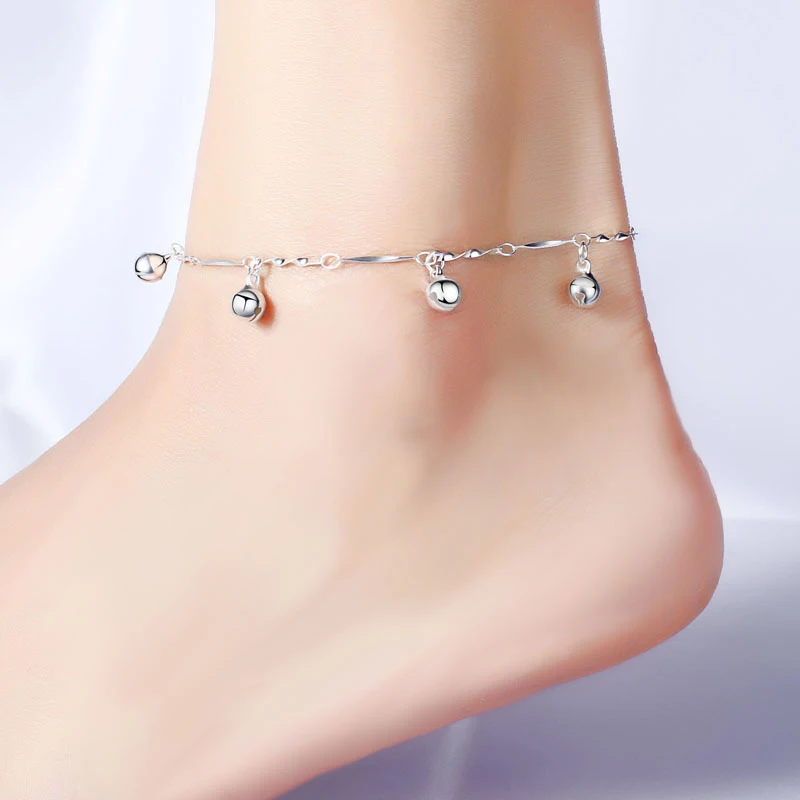 

Bells Anklets Hollow Carved Clover Anklet Water Drop Tassel Twisted Slices Ankle Bracelet Plated Silver Anklets for Women