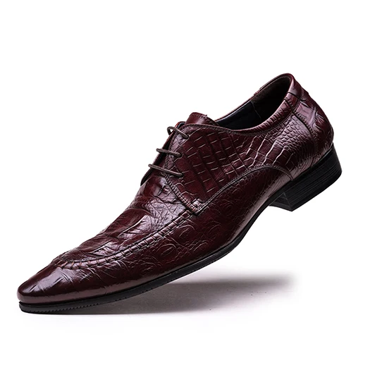 Wine Red Crocodile Мужские модельные итальянские кожаные туфли Аллигатор Крокодил черный острый носок змеиная кожа офисная Италия бордовый питон оксфорды змеиная кожа - Цвет: Wine Red Crocodile