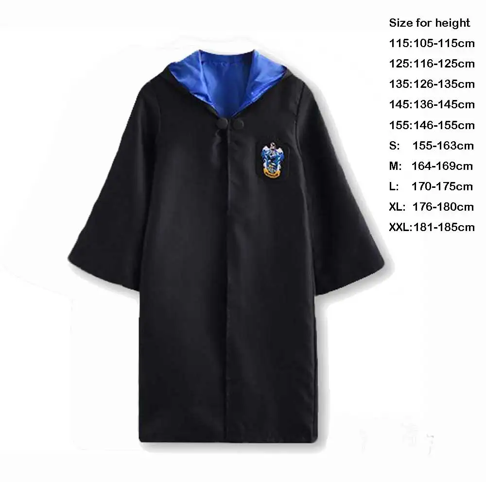 Ravenclaw Robe Костюм для взрослых и детей; костюм Гриффиндора Хаффлпаффа Слизерина Рейвенкло; волшебный халат; плащ; костюм на Хэллоуин; Рождественский подарок - Цвет: Ravenclaw Robe