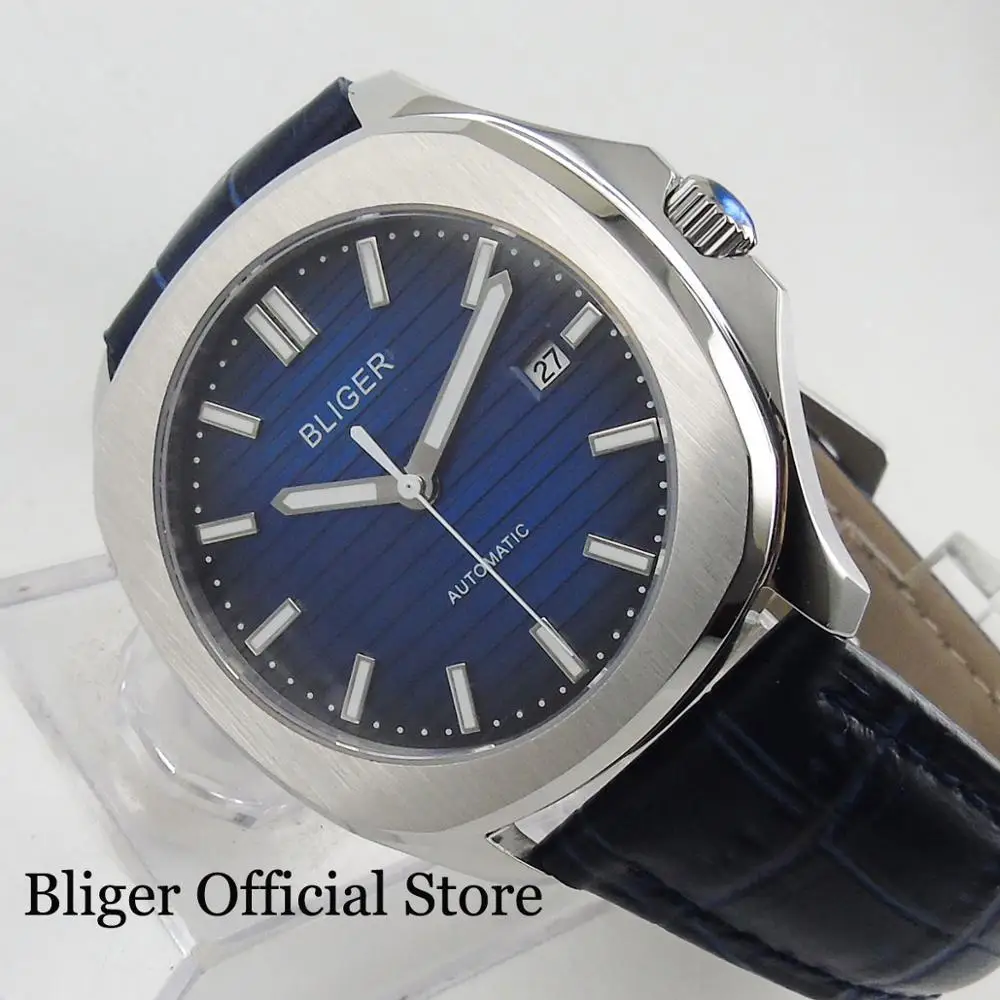 Dress Sapphire Glass 39mm Blue Men s Watch With Automatic Movement Date Window