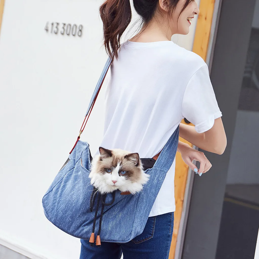 Transer Собака Автокресло Обложка ретро животное Hangbag Cat Carrier Travel Tote Сумка собак слинг синий мешок посылка 19Apr25 P40