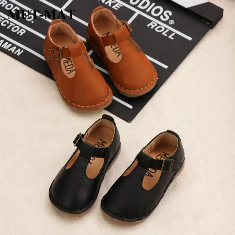 Детские туфли в стиле ретро маленькие Т образной формы с мягкой подошвой для