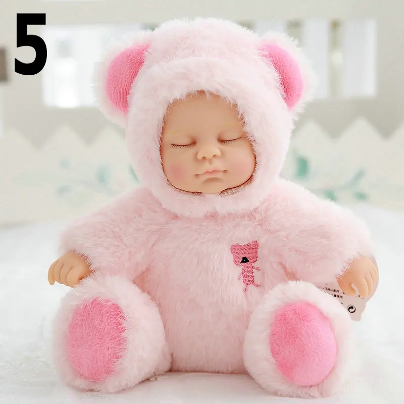 5 17 см Кукла reborn baby силиконовая кукла Спящая Кукла reborn Младенцы доводчик медведь панда розовый белый детские игрушки Рождественский подарок для детей - Цвет: 5