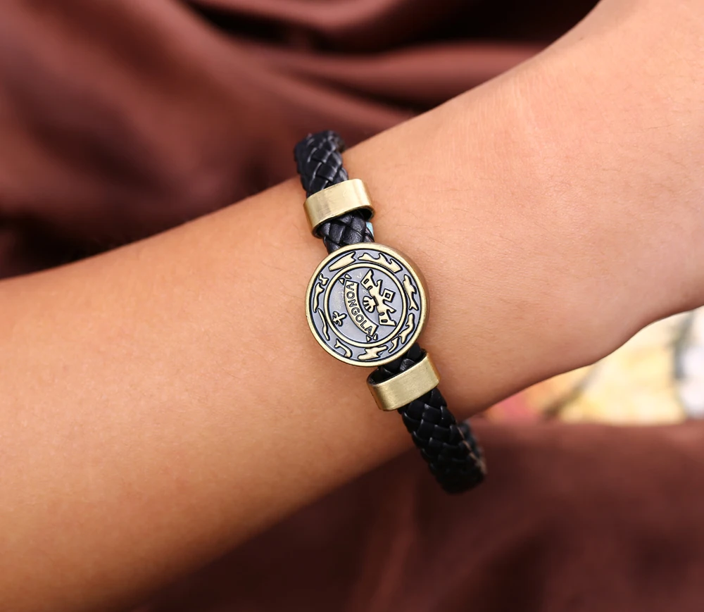 Горячие аниме репетитор логотип браслеты кожаные тканые Панк стиль мужчины