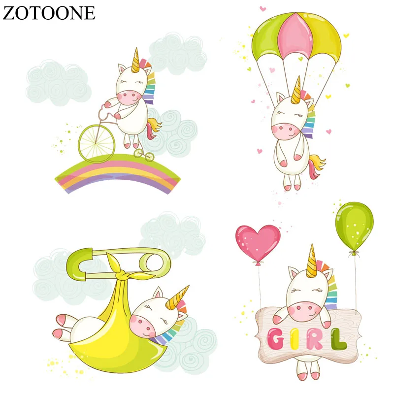 ZOTOONE Единорог утюжок для передачи тепла патчи детской одежды DIY Аппликация в