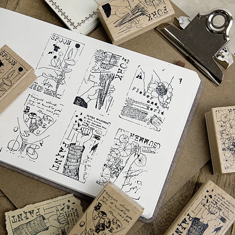 Эстетическое движение Деревянный штамп DIY деревянные и резиновые штампы для