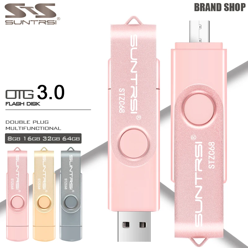 Suntrsi USB флеш-накопитель OTG для телефонов на Android Флешка 64 Гб USB флешка высокоскоростной флеш-накопитель 16 Гб металлический Micro флеш-накопитель USB 3,0