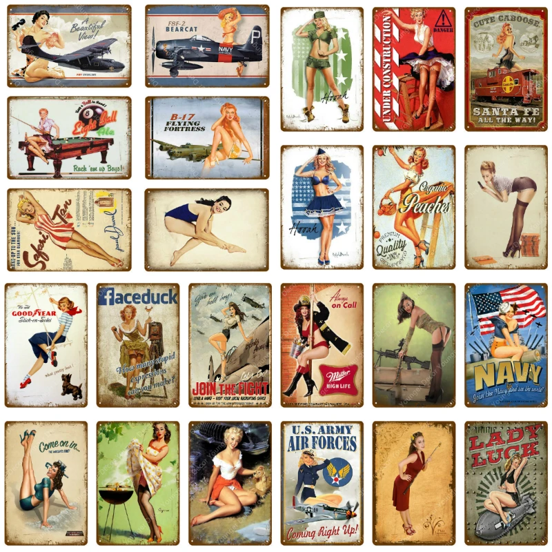 Оловянные знаки с изображением девушки на удачу настенная табличка для дома кафе