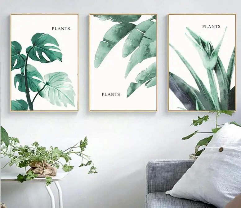 Настенная картина с зелеными листьями растений постеры и принты на холсте в