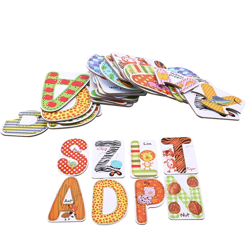 

Baby Educational Cards Toys Zoo Series 26pcs Alphabet For Children Baby Memory Pair Game Toys Cartoon Cards Preschool Education