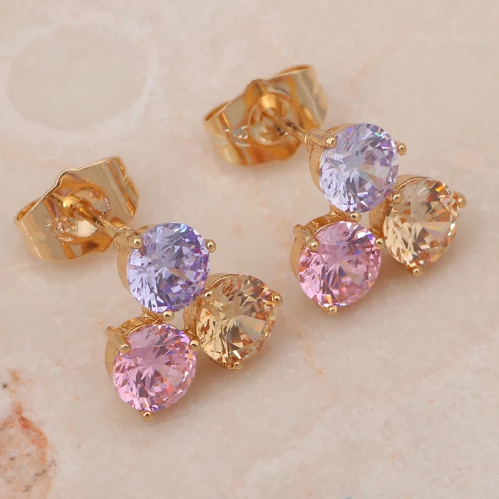 Популярные дизайнерские серьги гвоздики золотого цвета с кристаллами без никеля