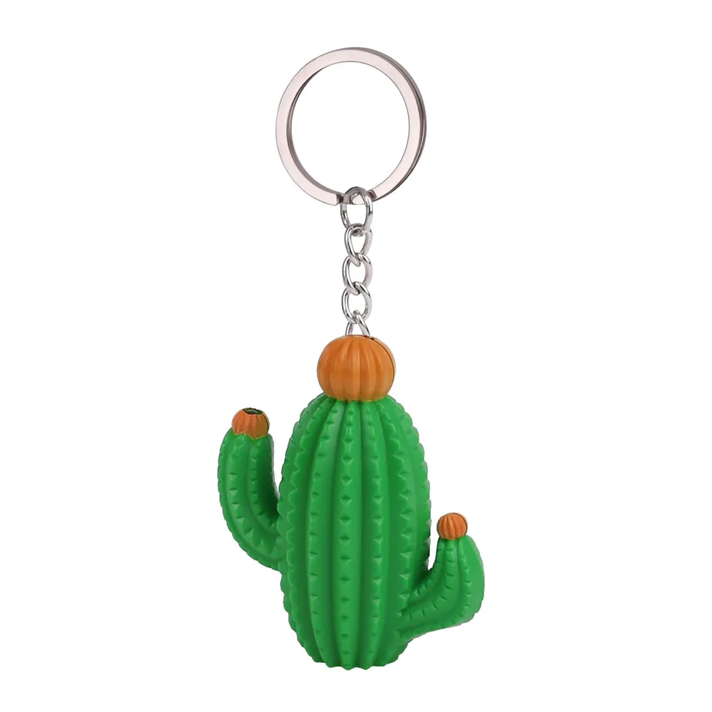 Cute Cactus Model Pendant Keychain With LED Light And Sound Keyfob Kids Toy Gift Trinket durable plastic (PVC) key ring | Украшения и