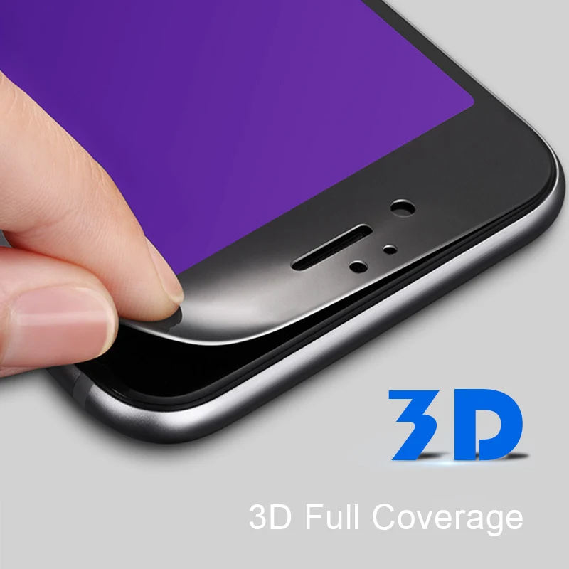 3 шт 3D Анти Blu Ray полный экран для iphone 7 8 закаленная пленка Полное покрытие экрана