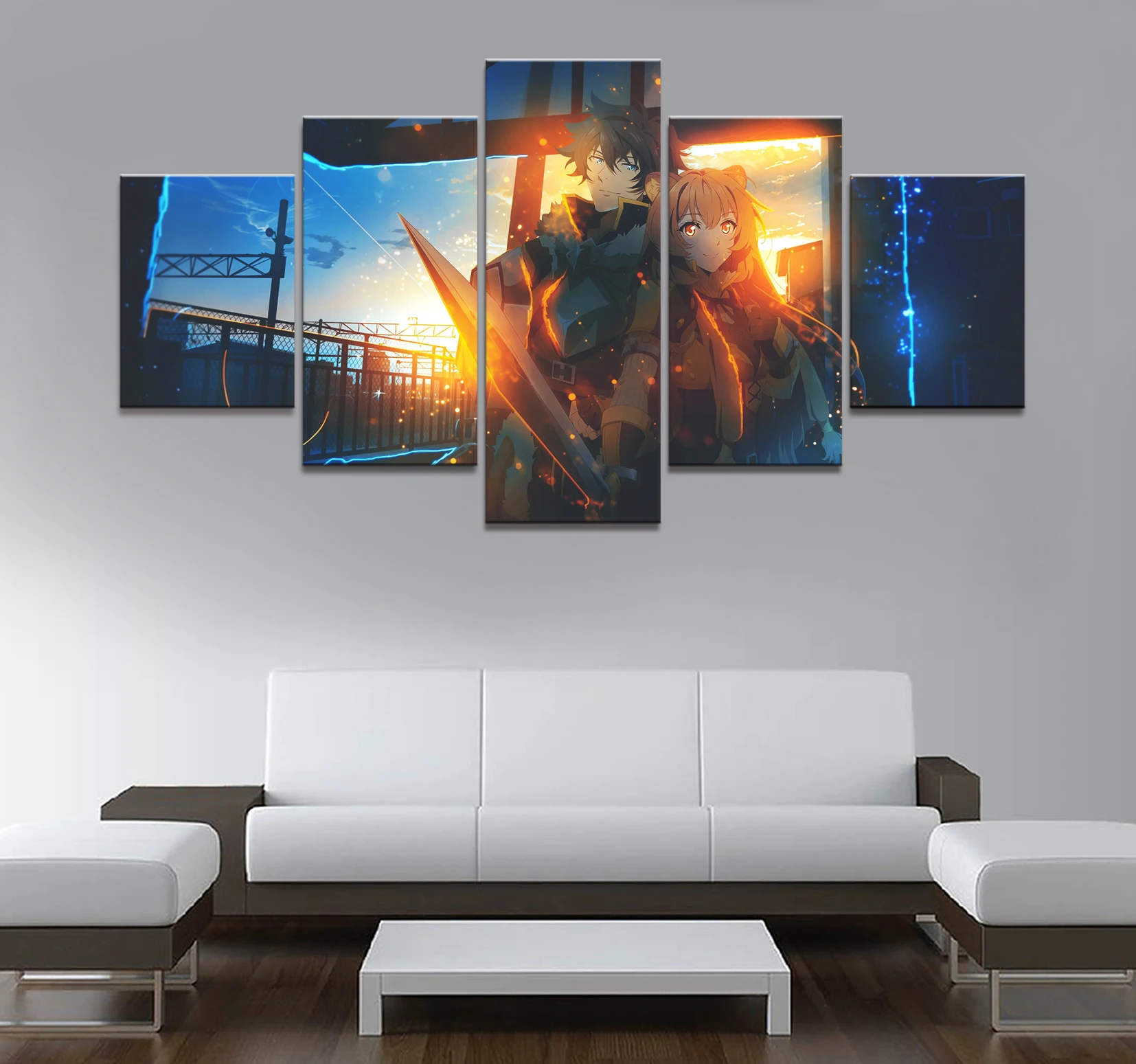 5 панелей восходящий из щита герой трейлер аниме Картина на холсте для гостиной