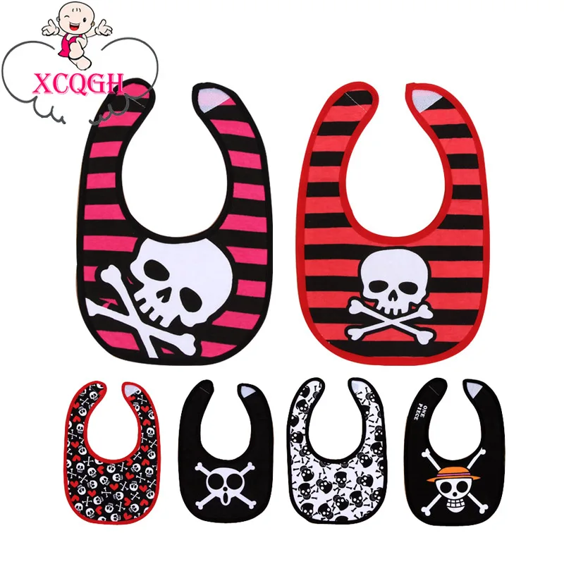 

XCQGH Skull Saliva Towels Unisex Baby Cotton Waterproof Bandana Infant Toddler Newborn Kids Smock Apron Feeding Accessories