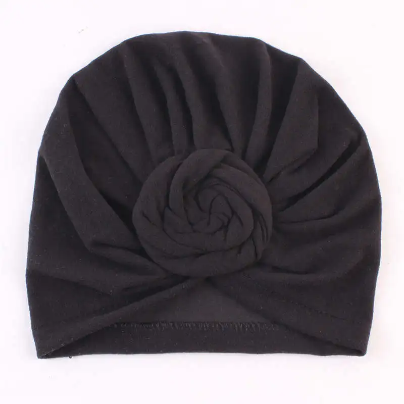 Indian Headscarf Hat Cotton Crinkle Hijab Caps Mom and Baby Solid Donut Head Wrap Hats Inner Turban Bonnet Parent-Child