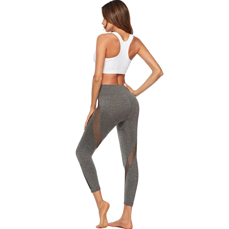 Хлопковые спортивные Леггинсы с дырками женские повседневные леггинсы для