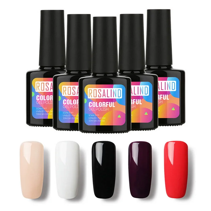 Цветной Гель лак для ногтей ROSALIND черный флакон жидкие леденцы цветной Чистый