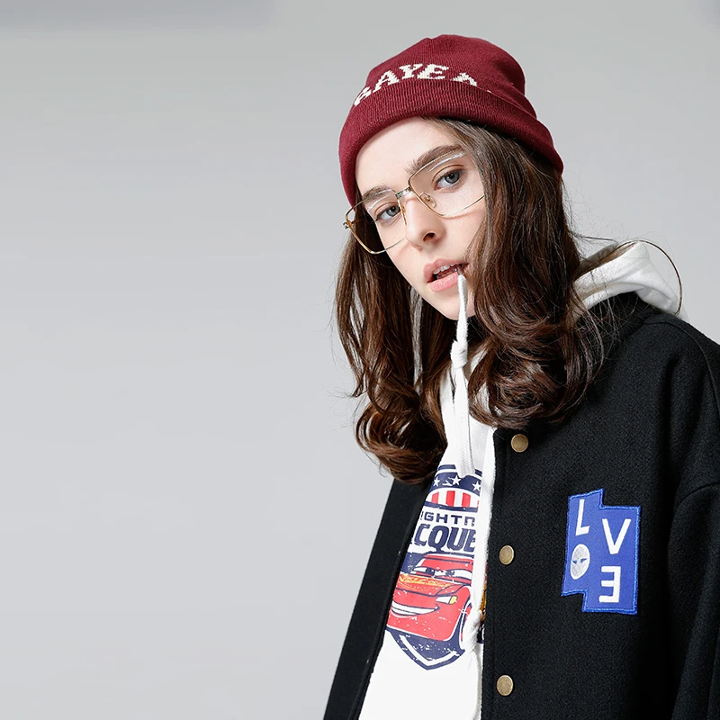 Toyouth женские шерстяные пальто свободные короткие для женщин с буквами куртки